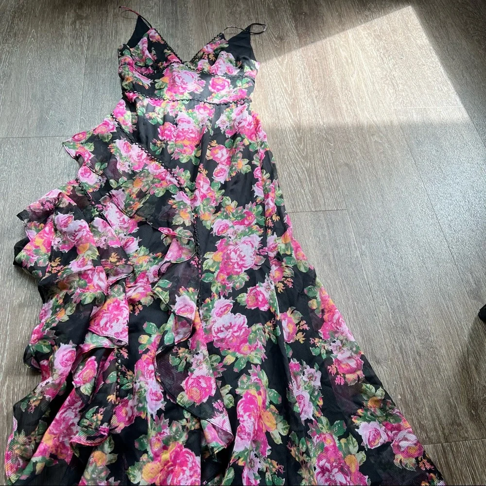 KEEPSAKE the Label Floral Midi Dress - Black and Pink - Picture 2 of 6